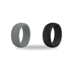 Black & Charcoal Silicone Ring Set for Men