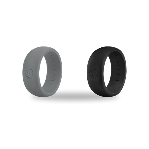 Black & Charcoal Silicone Ring Set for Men