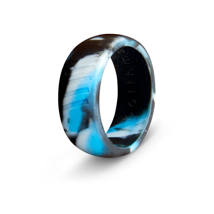 botthms Aqua Camo Stripes Silicone Ring worn