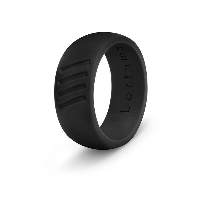 botthms Black Active Stripes Silicone Ring worn