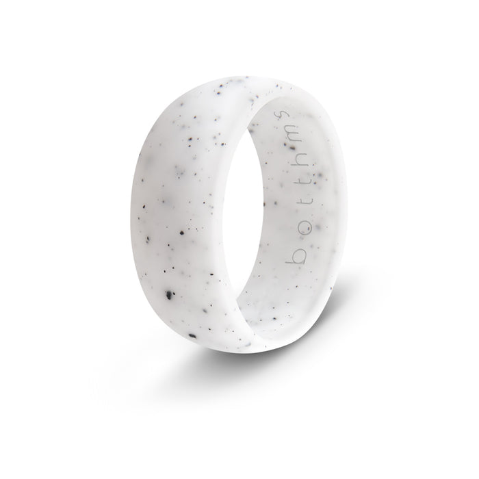 botthms White Speckled Active Silicone Ring worn