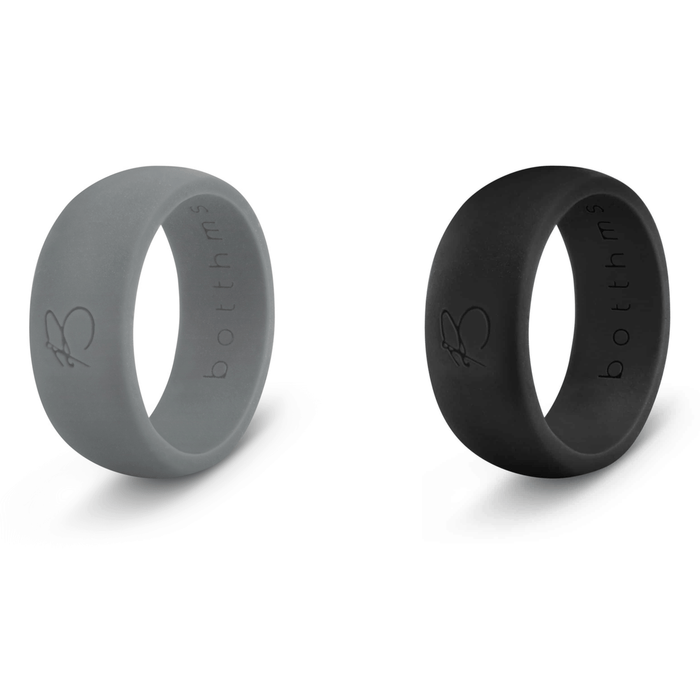 botthms Double Set Black Charcoal Silicone Ring worn