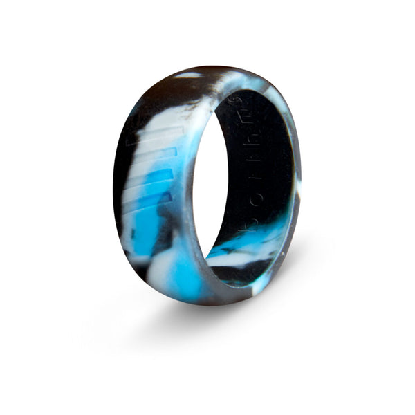 botthms camo stripe silicone ring blue black - botthms mens silicone ring