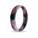 Aqua Black Marbled Silicone Ring for Women