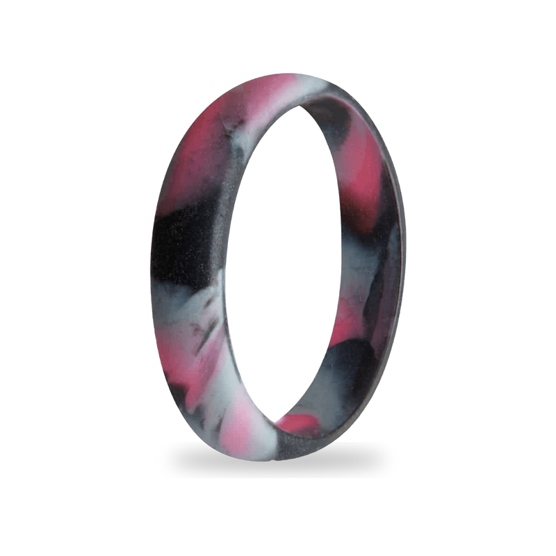 Aqua Black Marbled Silicone Ring for Women