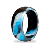 Aqua Camo Silicone Ring for Men, Black & Sky Blue