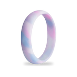 Aqua Pink Silicone Ring for Women, Pastel Marble