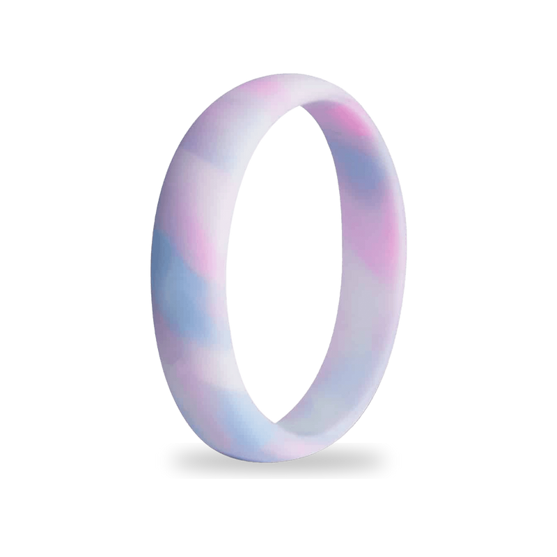 Aqua Pink Silicone Ring for Women, Pastel Marble