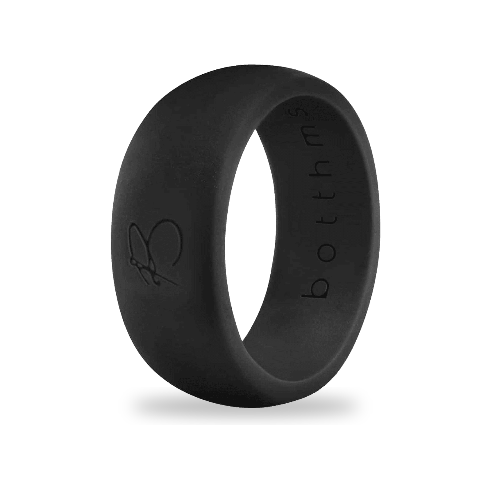 Black silicone ring for men, 8.7 mm band