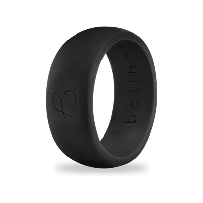 Black silicone ring for men, 8.7 mm band
