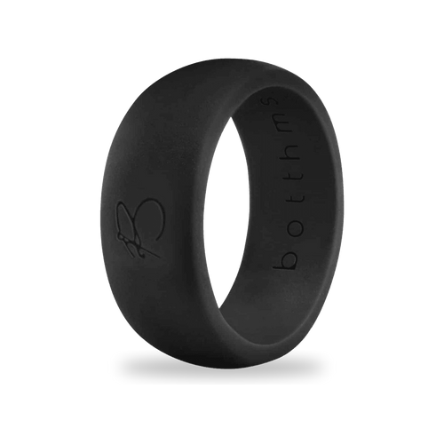 Black silicone ring for men, 8.7 mm band