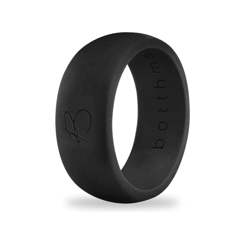 Black silicone ring for men, 8.7 mm band