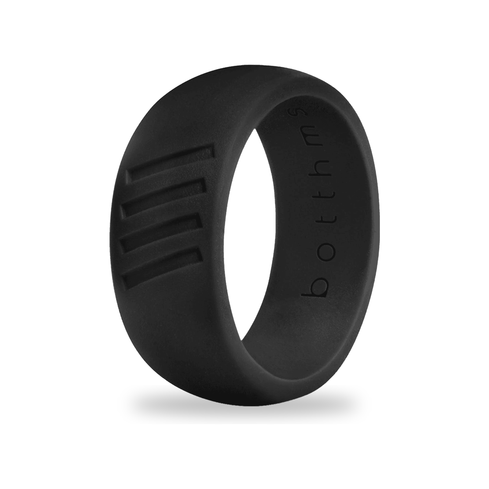 Black Stripes Silicone Ring for Men, 8.7mm Band