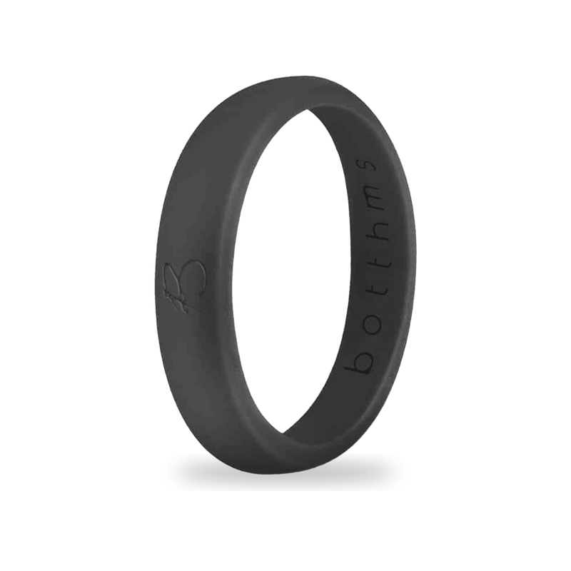 Black Silicone Ring for Women, Slim 5.7mm Band