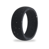 Black Speckled Silicone Ring for Men, Flecked Band