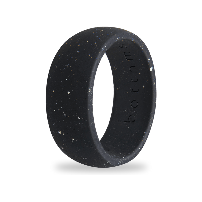Black Speckled Silicone Ring for Men, Flecked Band