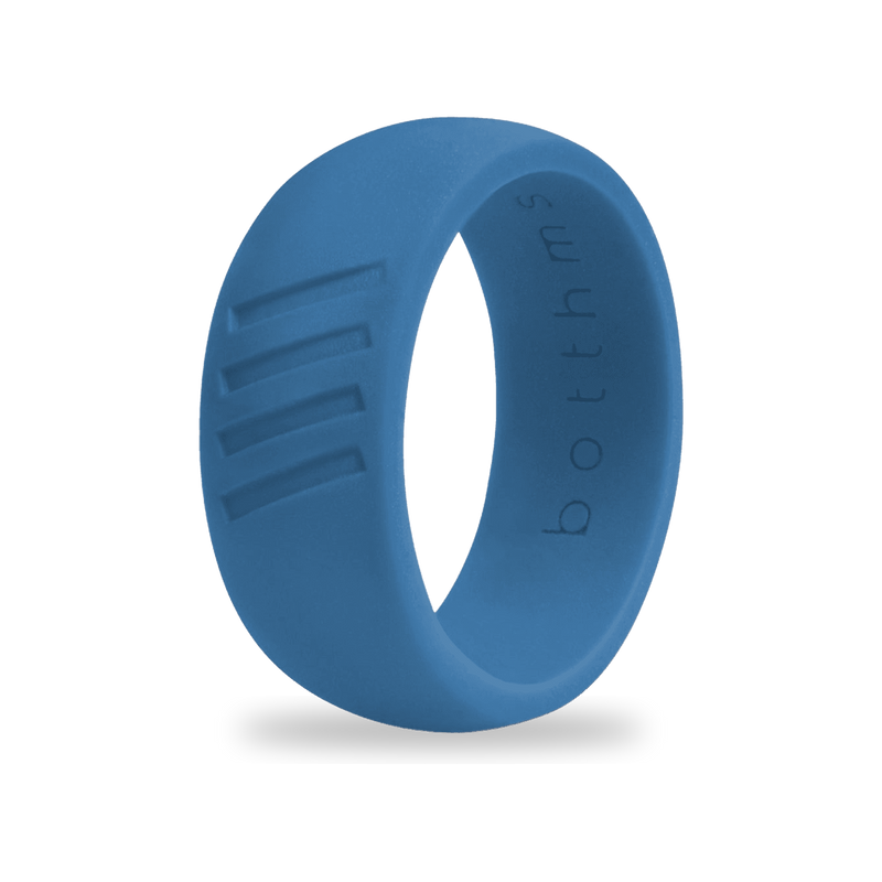 Blue Stripes Silicone Ring for Men, 8.7mm Band
