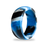 Blue Camo Silicone Ring for Men, Striped Band