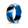 Blue Camo Silicone Ring for Men, Striped Band