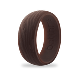 Brown Tree Bark Silicone Ring for Men, Wood Texture
