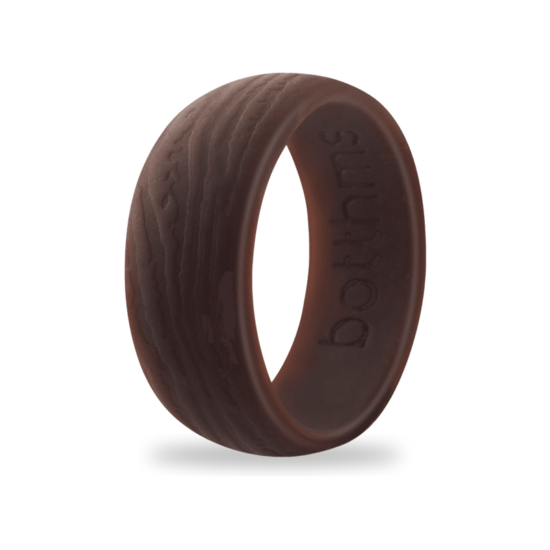 Brown Tree Bark Silicone Ring for Men, Wood Texture