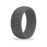 Charcoal Stripes Silicone Ring, Grey Men's Band
