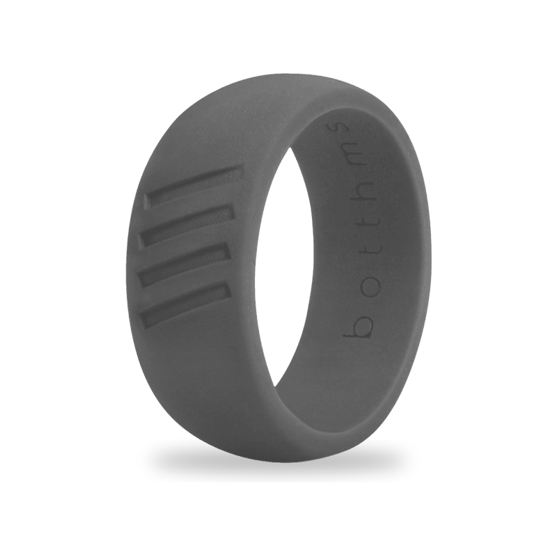 Charcoal Stripes Silicone Ring, Grey Men's Band