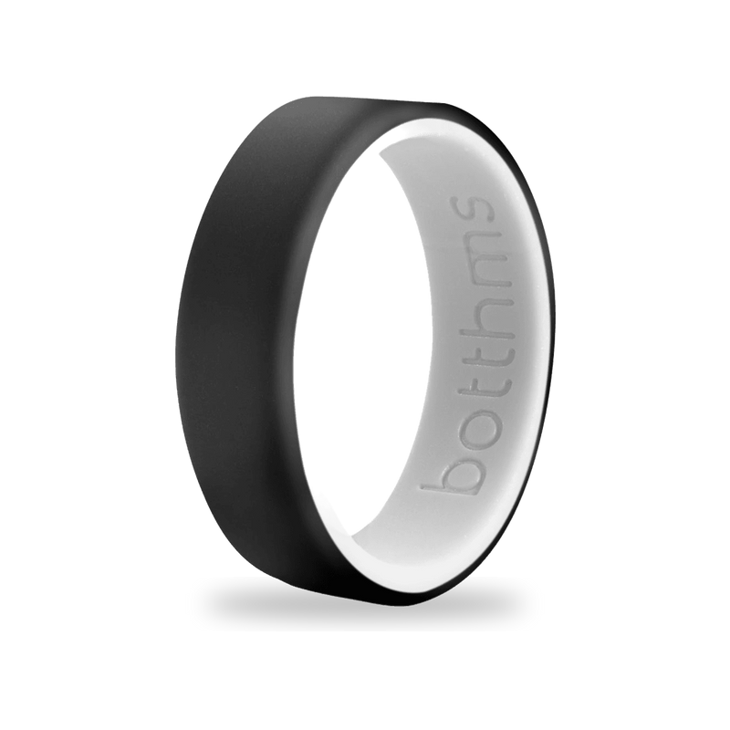 Double Black Silicone Ring, Two-Tone Black & White