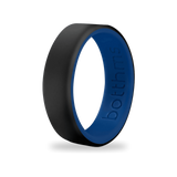Double Blue Silicone Ring, Black Outer, Blue Inner