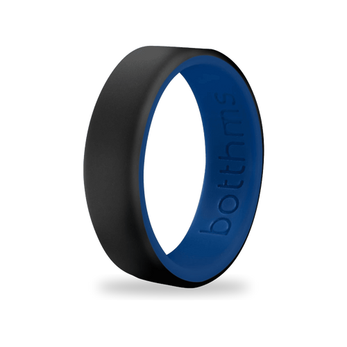 Double Blue Silicone Ring, Black Outer, Blue Inner