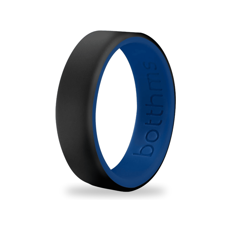 Double Blue Silicone Ring, Black Outer, Blue Inner