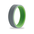 Double Green Silicone Ring, Grey Outer, Green Inner