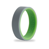 Double Green Silicone Ring, Grey Outer, Green Inner