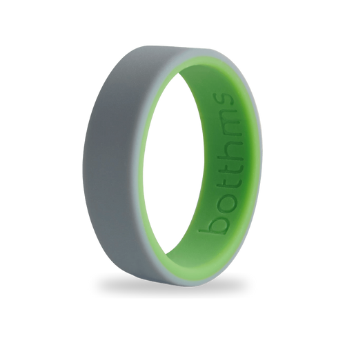 Double Green Silicone Ring, Grey Outer, Green Inner