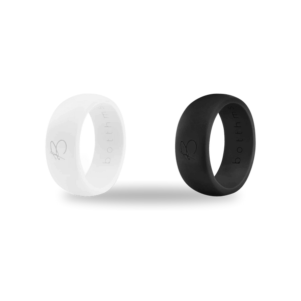 botthms Double Set White Black Silicone Ring
