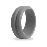 Grey Groove Silicone Ring for Men, Grooved Band