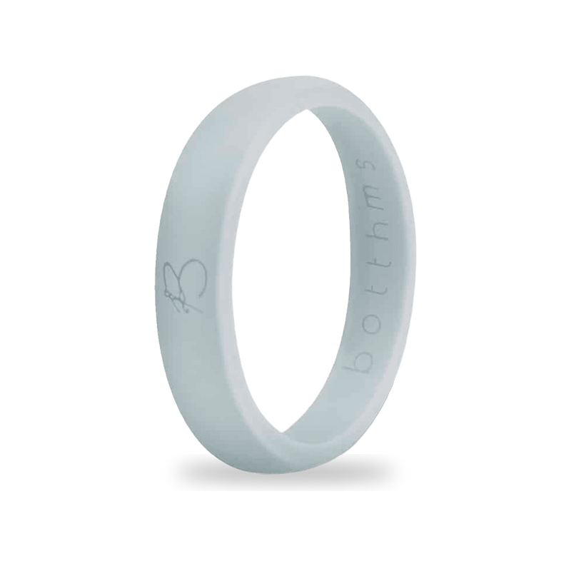 Grey Silicone Ring for Women, Light Grey Slim Band