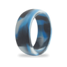 Ocean Blue Silicone Ring for Men, Marbled Band