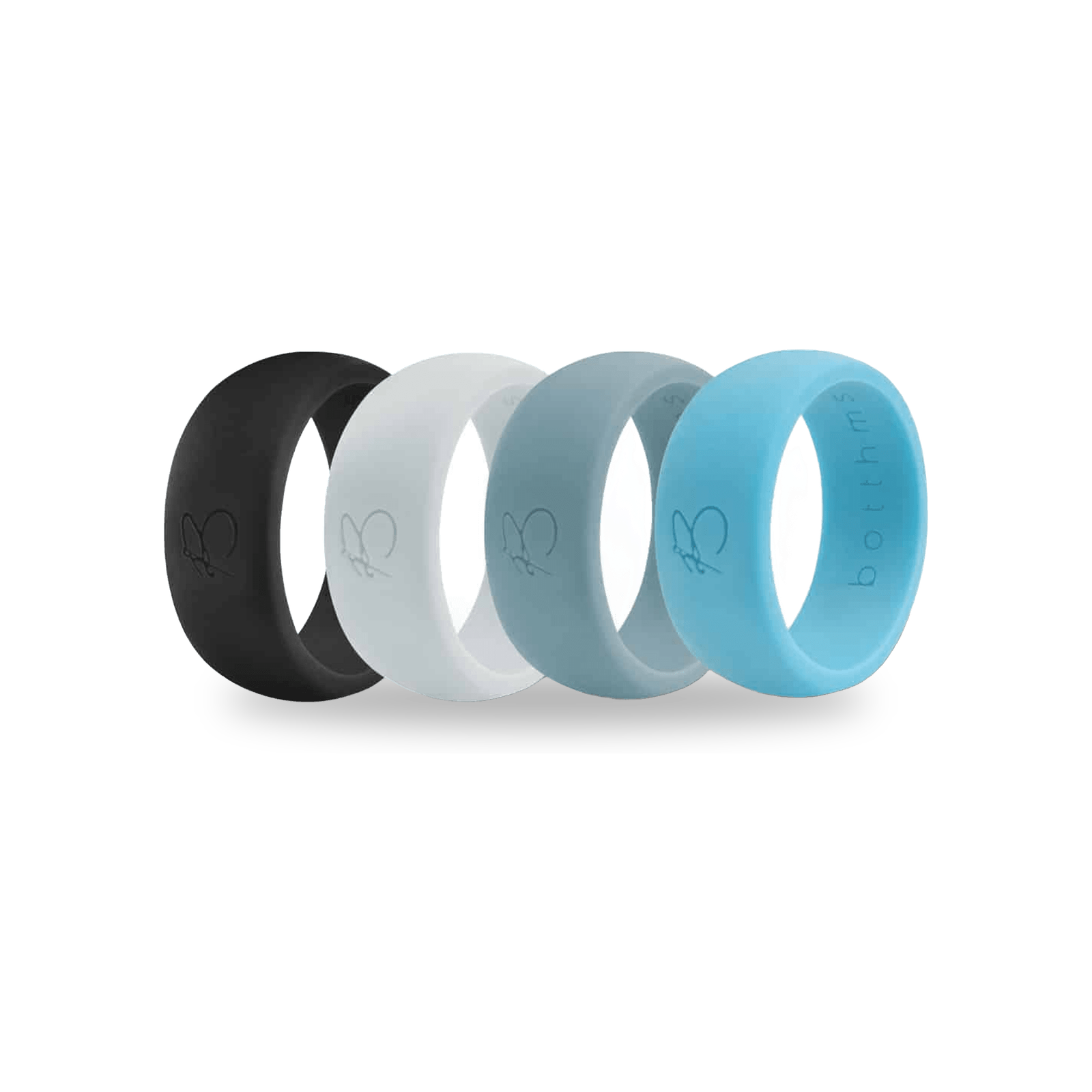 Men's Silicone Rings 4-Pack, Black, Grey & Blues