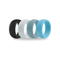 Men's Silicone Rings 4-Pack, Black, Grey & Blues