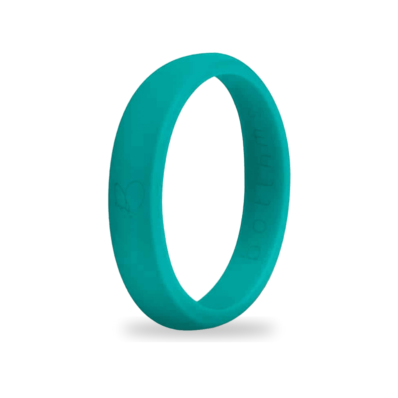 Teal Silicone Ring for Women, Slim 5.7mm Band