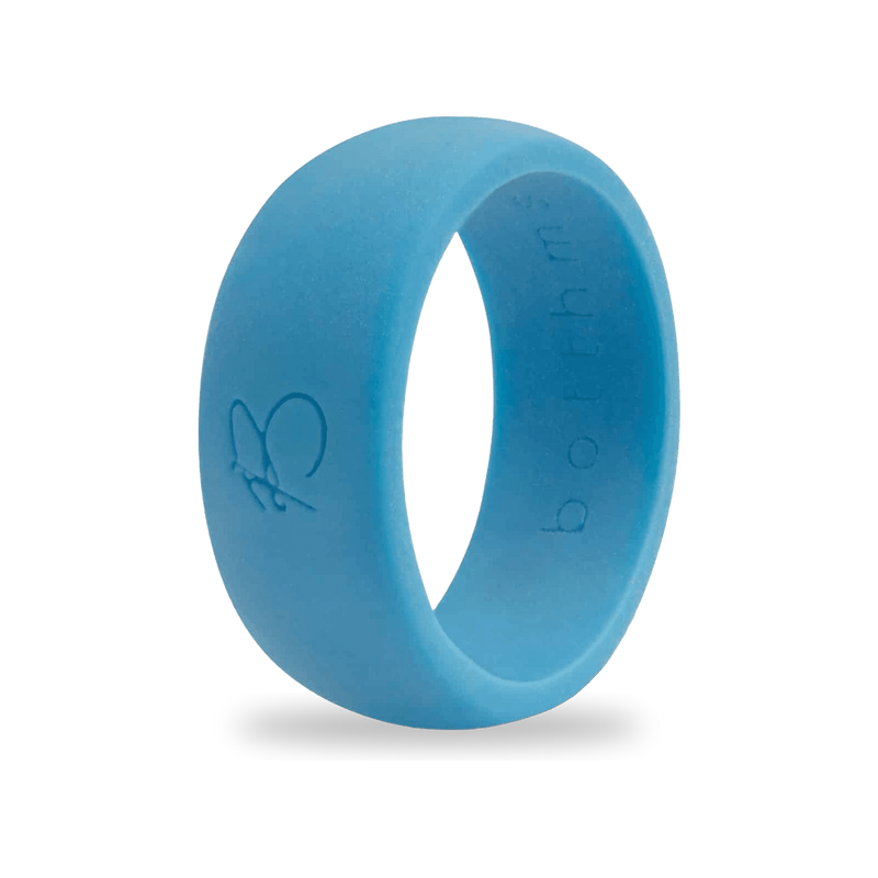 Turquoise Silicone Ring for Men, Bright Blue Band