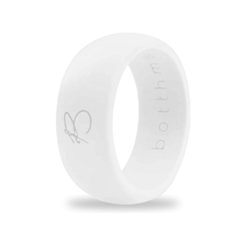 White Silicone Ring for Men, 8.7mm Rubber Wedding Ring