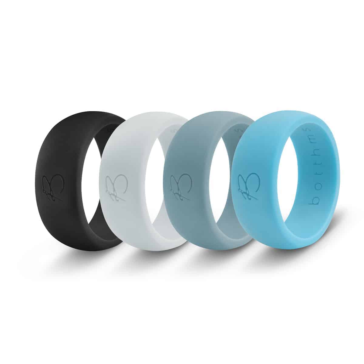 botthms active range silicone rings combo pack - black, white, teal blue and turquoise