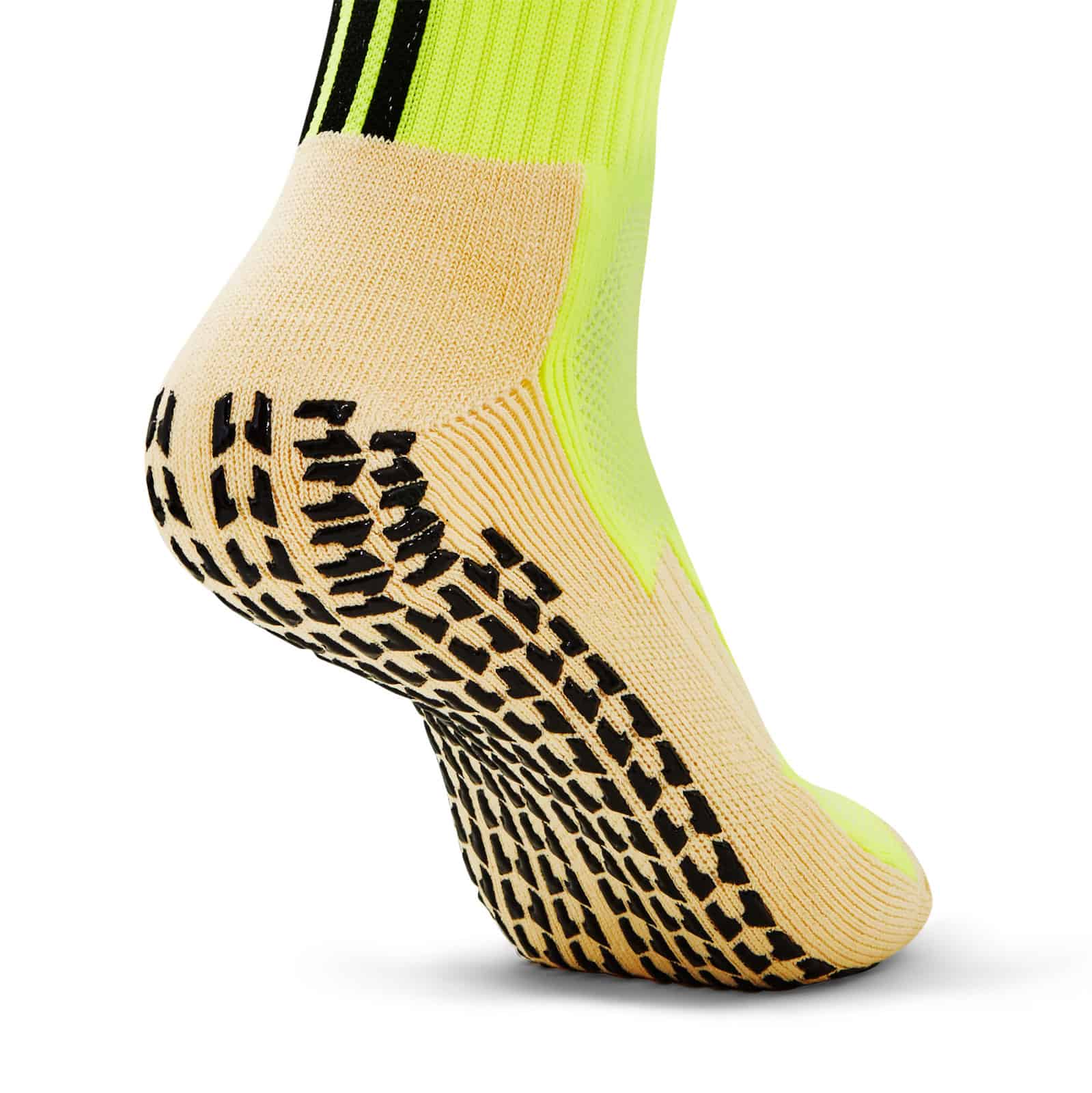 botthms neon yellow grip socks rear toe view