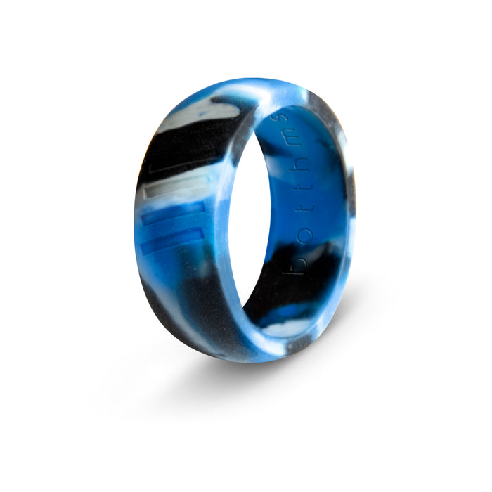 botthms Blue Camo Stripes Silicone Ring worn