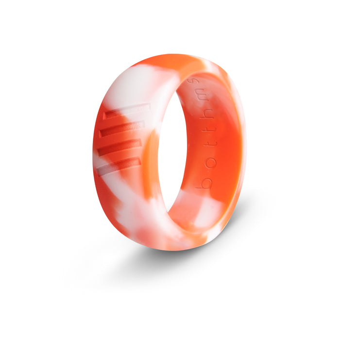 botthms Orange Camo Stripes Silicone Ring worn