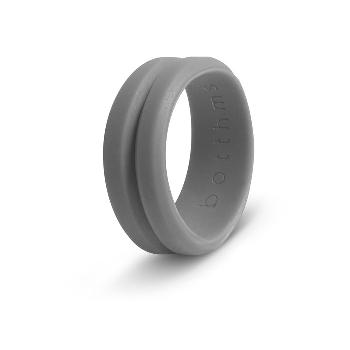 botthms Grey Groove Silicone Ring worn