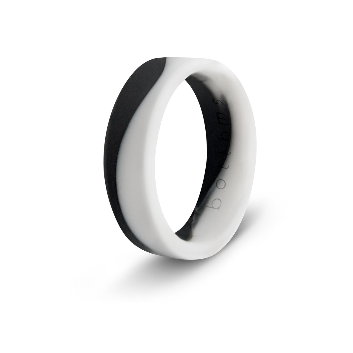 botthms Ladies Black White Flow Silicone Ring