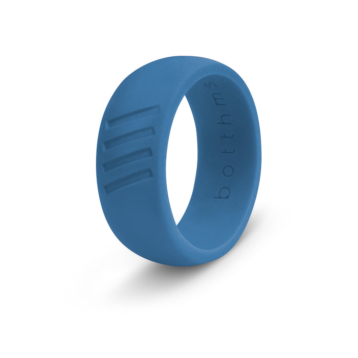 botthms Blue Active Stripes Silicone Ring worn